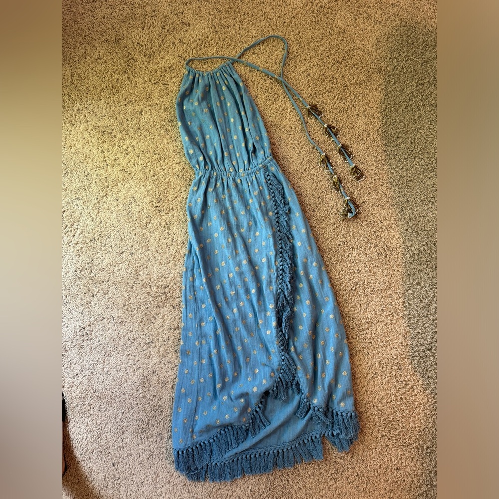 Blue halter neck midi dress by sundress